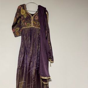 Elegant Purple Floral Women's Dress